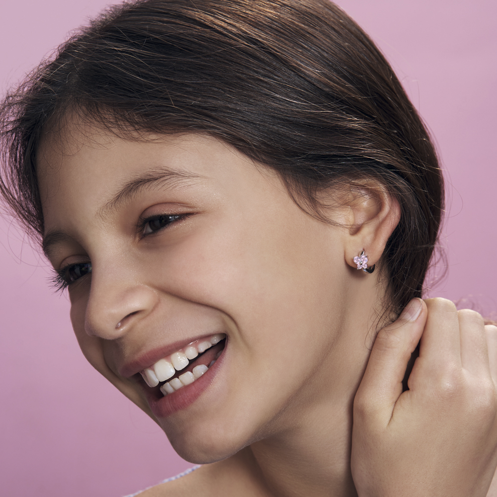 ARETES ARO MARIPOSA ROSADA